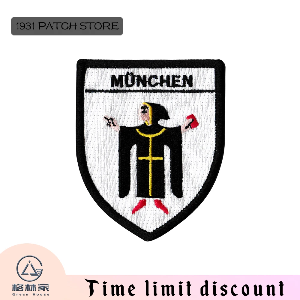 

Вышитые нашивки MUNCHEN, Приклеивание утюгом, аксессуары для одежды, нашивка одежды, значок с вышивкой, черная Горячая огранка