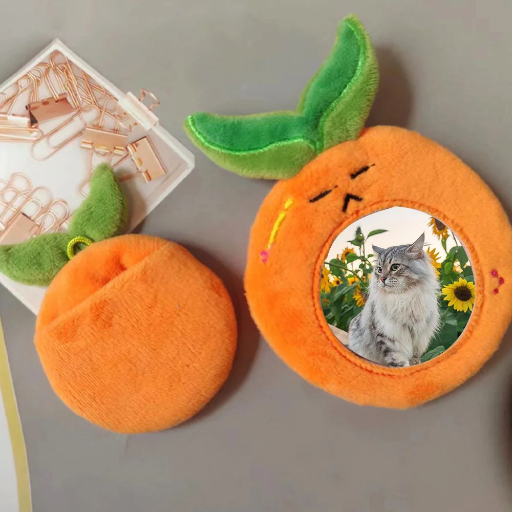 Photocard Holder 1/3 Inch Cartoon Orange Shape Plush Photo Bus Card Protective Cover