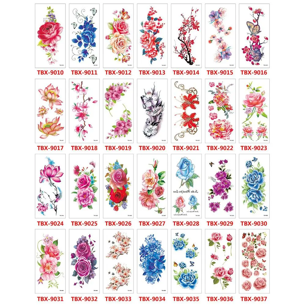 Lady Fashion Waterproof Flowers 3D Beauty Makeup Water Transfer Arm Leg Art Body Art Temporary Tattoo Stickers Fake Tattoos