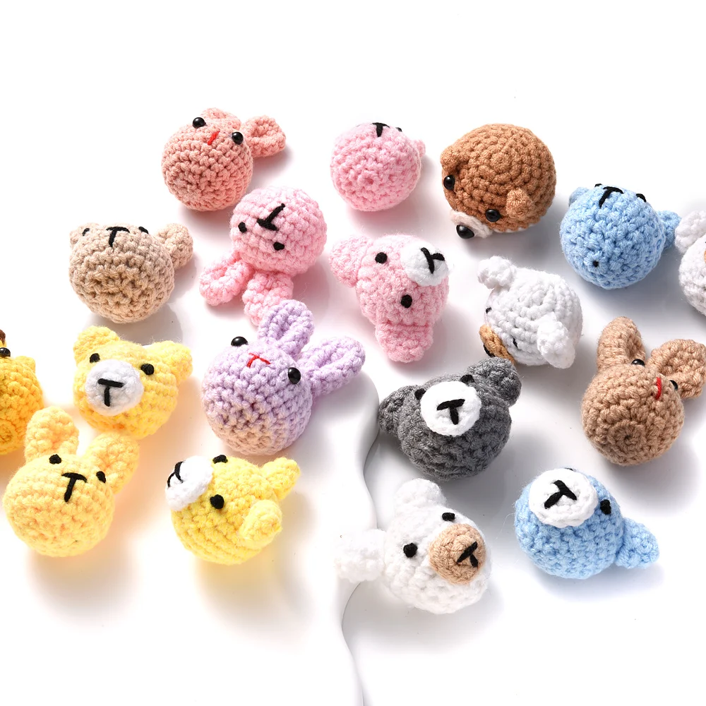 Handmade Crochet Hook Animal Plush Ball Baby Pacifier Clip Necklace Jewelry Making Accessories DIY Care Toy BPA Free 1Pc pacifier clips