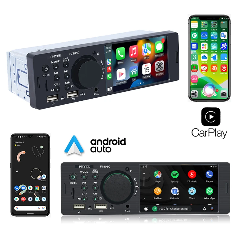 Radio coche, Apple CarPlay inalámbrico, 1 Din, Android Auto inalámbrico,  Bluetooth, HD, MP5, RDS, FM, estéreo, manos libres, A2DP, USB, sistema de  Audio, unidad principal, F158W - AliExpress