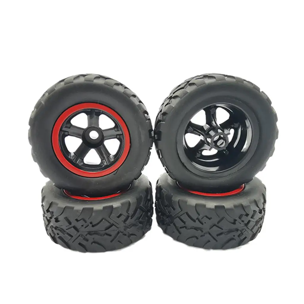 4Pieces RC Car Hub Wheel Rim &Tires for WPL D12 RC Replacements Accessories