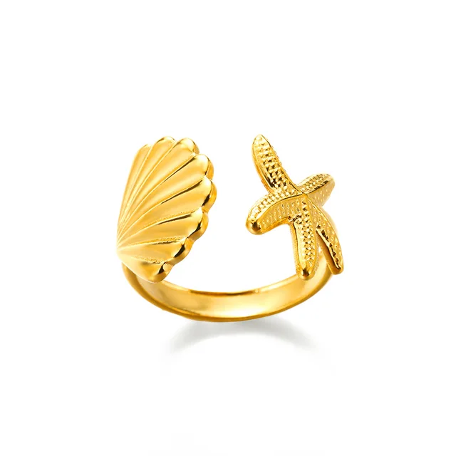 Bagues géométriques en acier inoxydable pour femmes, Texture minimaliste, couleur or, ouverture de Couple, bijoux esthétiques de mariage et de noël