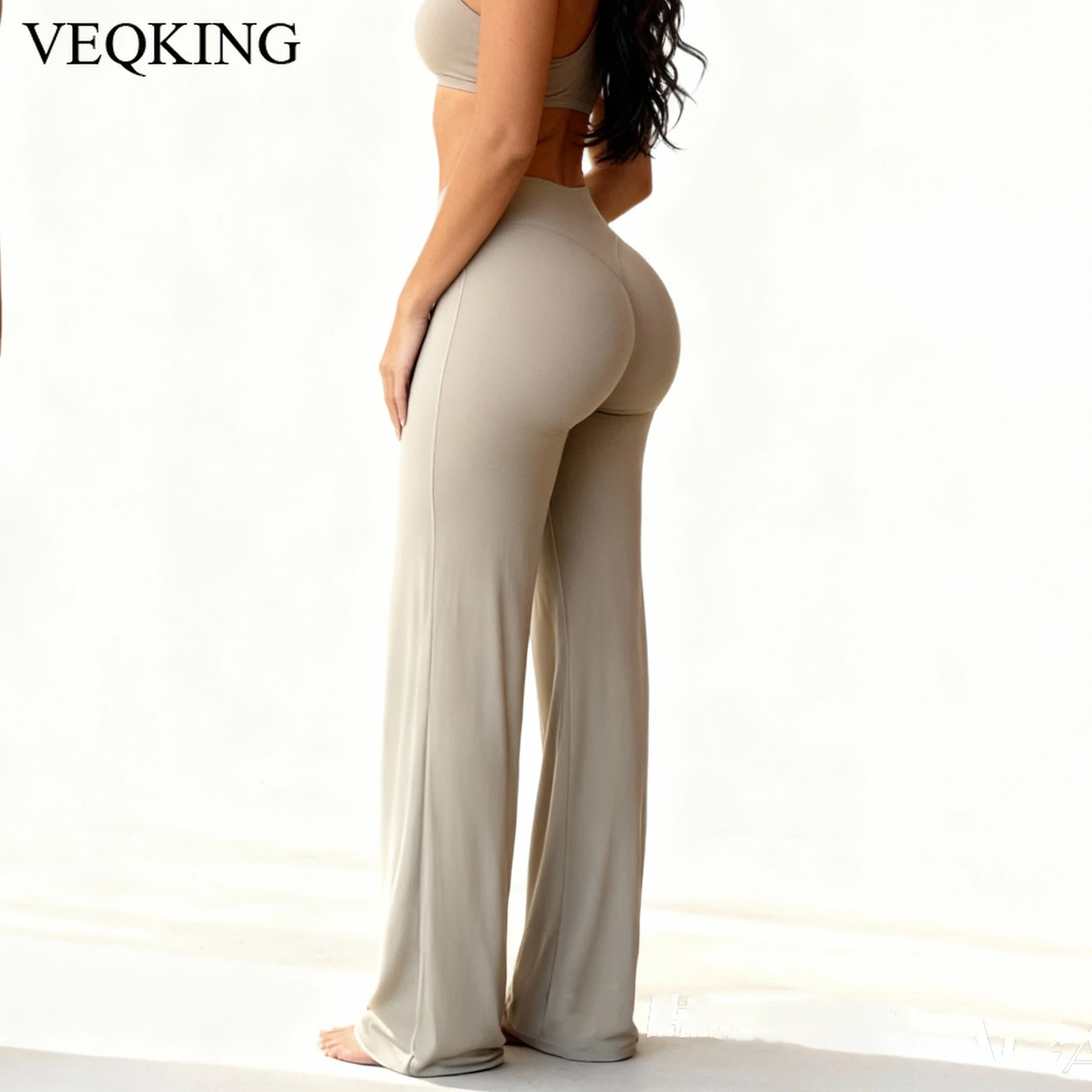 VEQKING سراويل يوجا نسائية ناعمة نشطة سراويل يوجا شتوية دافئة بيلاتيس مشاعل عارية يشعر الصالة الرياضية واللياقة البدنية ملابس سفلية على شكل الورك الخوخي