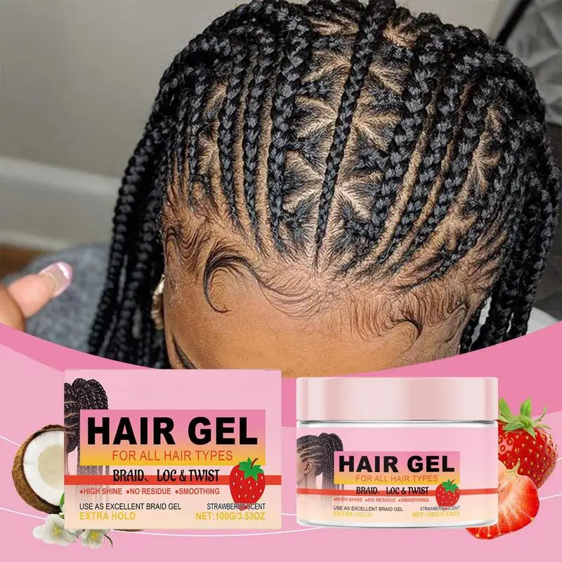 Braid Gel Edges Control Strong Hold Pomade Anti-Frizz Smooth Lasting Broken Hair Finishing Shaping Hair Edges Control Cream