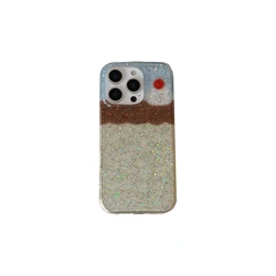 Dreamy Double Layer Glitter Caramel Pudding Chic Phone Case for iPhone 15 Pro Max (1)
