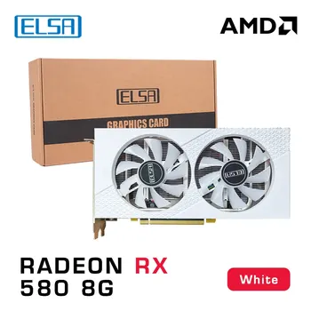 ELSA AMD RX 580 게이밍 그래픽 카드, 흰색 GPU 데스크 컴퓨터, 8GB GDDR5 256 비트