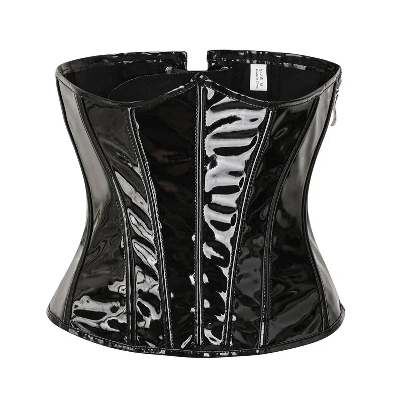 PVC Corset Top Women Gothic Underbust Bustier PU Leather Waist Cincher Corselet Steampunk Corset Lace up Zipper waist corset corset bustier top lace corset