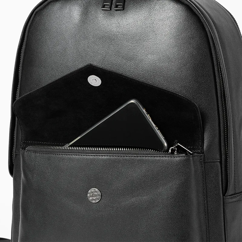 High Quality Genuine Leather Men's Backpack Luxury Designer 15.6 inch Laptop Backpacks Men Schoolbag For Teenager Male Bagpack