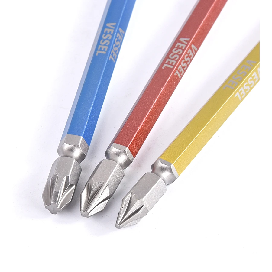 VESSEL 자기 스크루드라이버 비트 110mm 더블 엔드 POZIDRIV GO-SAI 자기 비트 PZ1 PZ2 PZ3 NO.GSPZ 시리즈