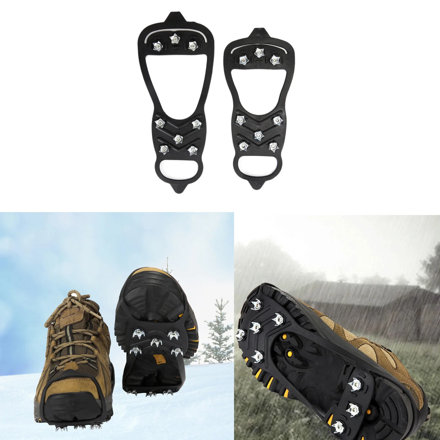 

NEW-8 Nails Ice Floes Gripper For Shoes Snow Crampons Anti-Slip Ice Gripper Hiking Cleats Spikes Traction Ice Stud Shoes Grip