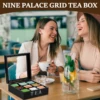 Wood Tea Bag Storage Box with Clear Lid 9 Compartments Square Container Desktop Jewelry Organizer Tea Box Case 5