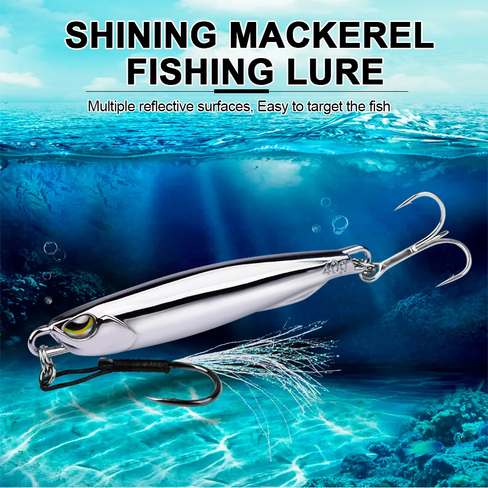 Chrome Jig Sea Fishing Front Jig Hook with Feather Jigging Lure Tenggiri Fishing Long Jig 15g 20g 30g 40g Used In Any Water 6