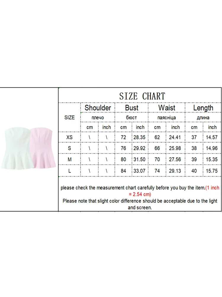 TFMLN Women Fashion Strapless Top Female Casual Sexy Slim Fitting Side Zipper Solid Short Top 2025 Summer New 2 Colors
