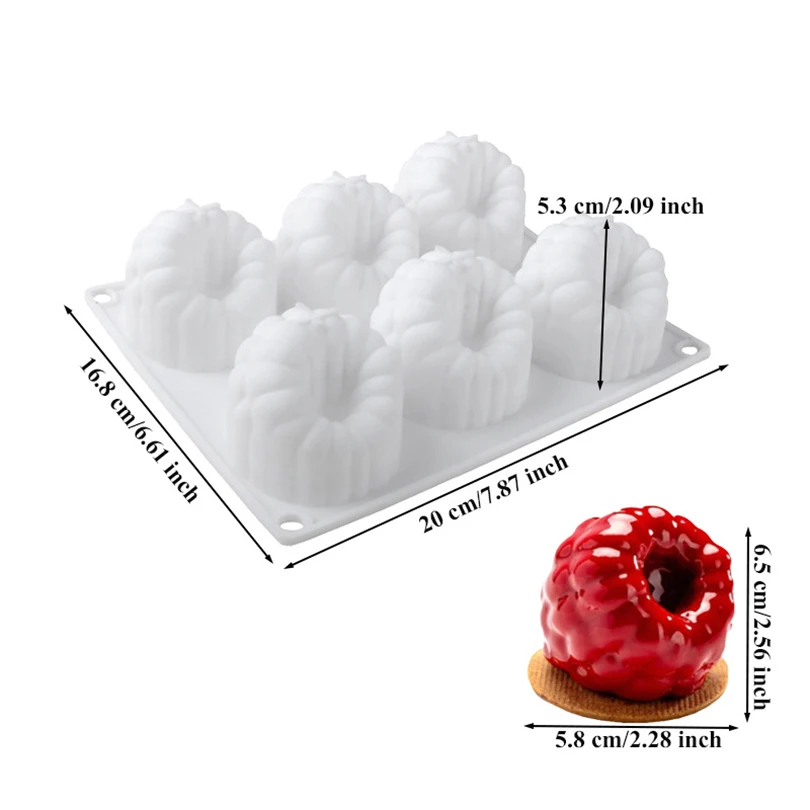 6-cavity Raspberry Mousse French Dessert Cake Decorating Tools 3D Lemon Shape Fruit Silicone Mold Cake Moulds Pastry Baking Tool
