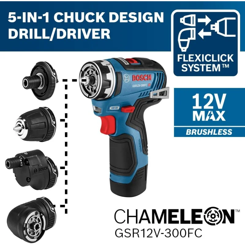 GXL12V 270B22 12V Max 2 Tool Combo Kit with Chameleon Drill Driver Featuring 5In1 Flexiclick System and Starlock Oscillating Too