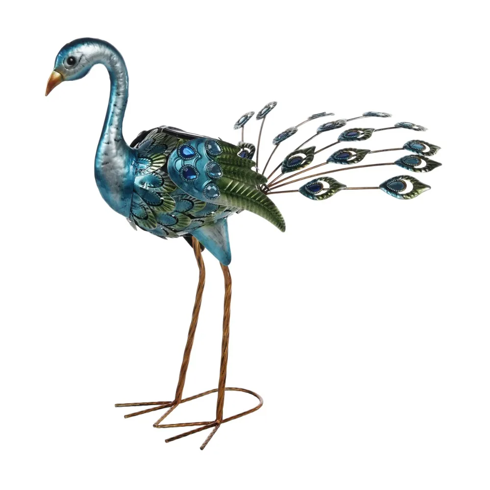 

Solar-Powered Peacock Garden Décor with Cool White LED Lights, 19" garden decor garden statues garden ornaments