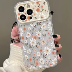 Vintage Daisy Floral Print Clear Flip Lens Mirror Phone Case - iPhone 12 Pro Max (JZ219)