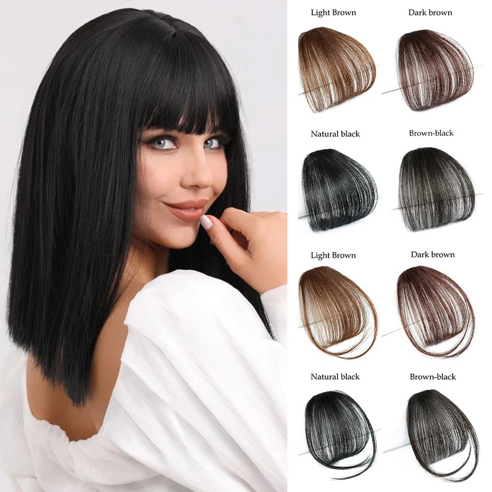 Synthetic Bangs Fake Air Bangs Synthetic Hair Fake Fringe Natural False Hairpiece Hair Styling Clip-In Extension Women Clip In Bangs Tools