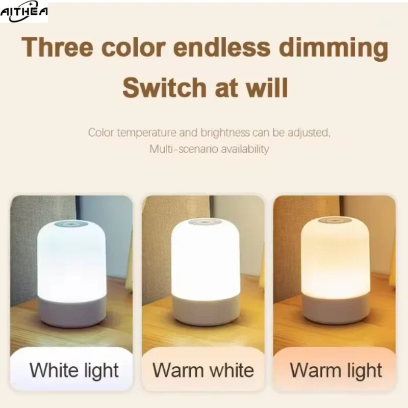 AITHEA 3 색 Led 야간 조명 터치 스위치 디 밍이 가능한 테이블 램프 보육 수유 침대 옆 램프 USB 룸 장식 조명