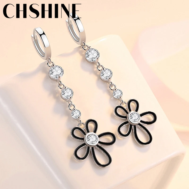 

CHSHINE 925 Sterling Silver Flower AAA Zircon Earrings for Women's Wedding Banquet Charm Gift Jewelry