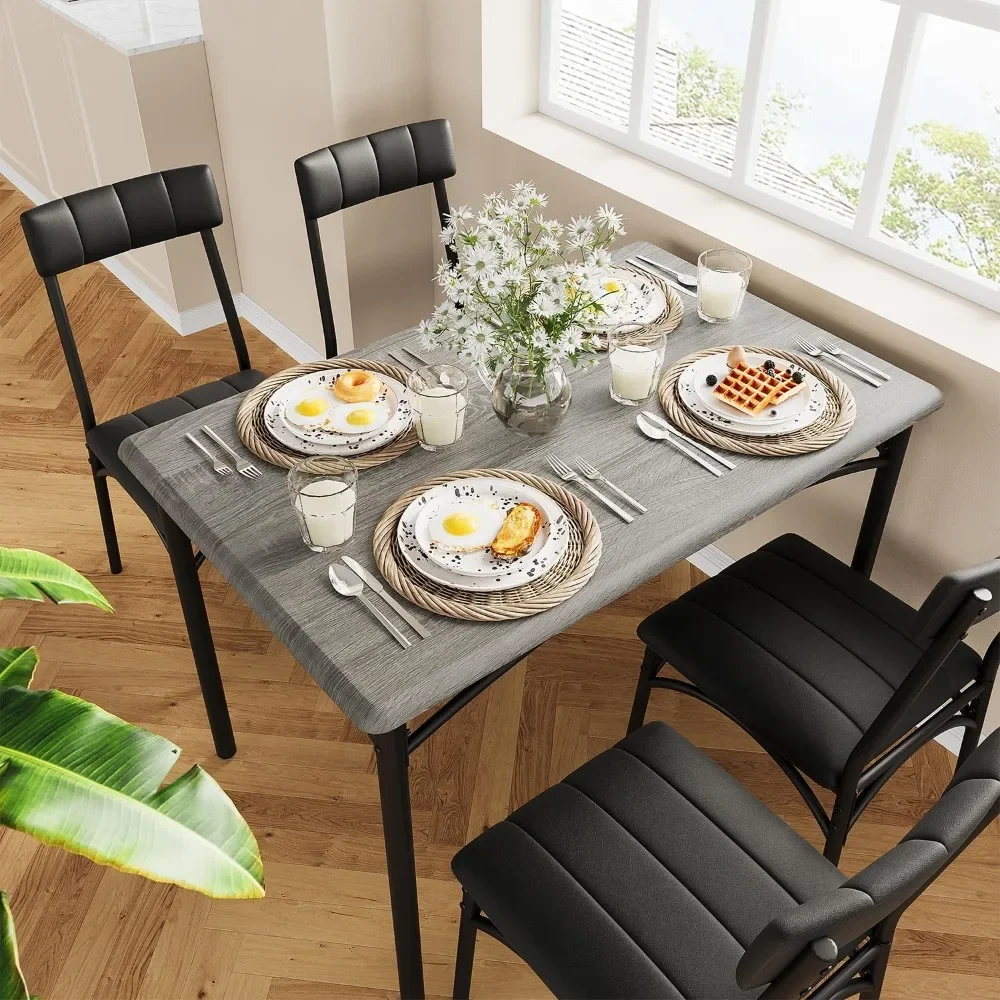 

5 Piece Kitchen Table and Chairs for 4 With Upholstered Chairs Living Room Sets Furniture Basses Studio Apartment Freight free