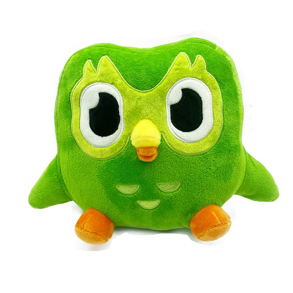 Juguete de peluche de búho Duolingo verde encantador, muñeco de Anime de dibujos animados, Animal de peluche suave, regalo de cumpleaños para niños