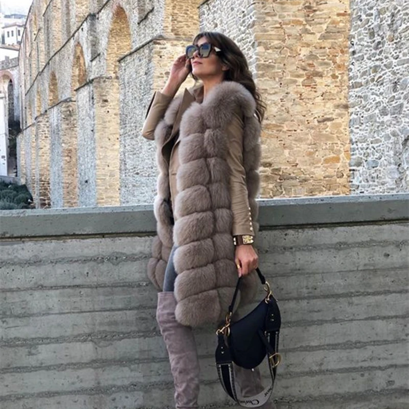 ralph lauren puffer jacket 88cm Natural Real Fox Fur Vest Natural Fur Coat 7XL Female Coats Vest Waistcoat long Fur Coats Real Fur Coat Fox Vest Jacket packable down jacket