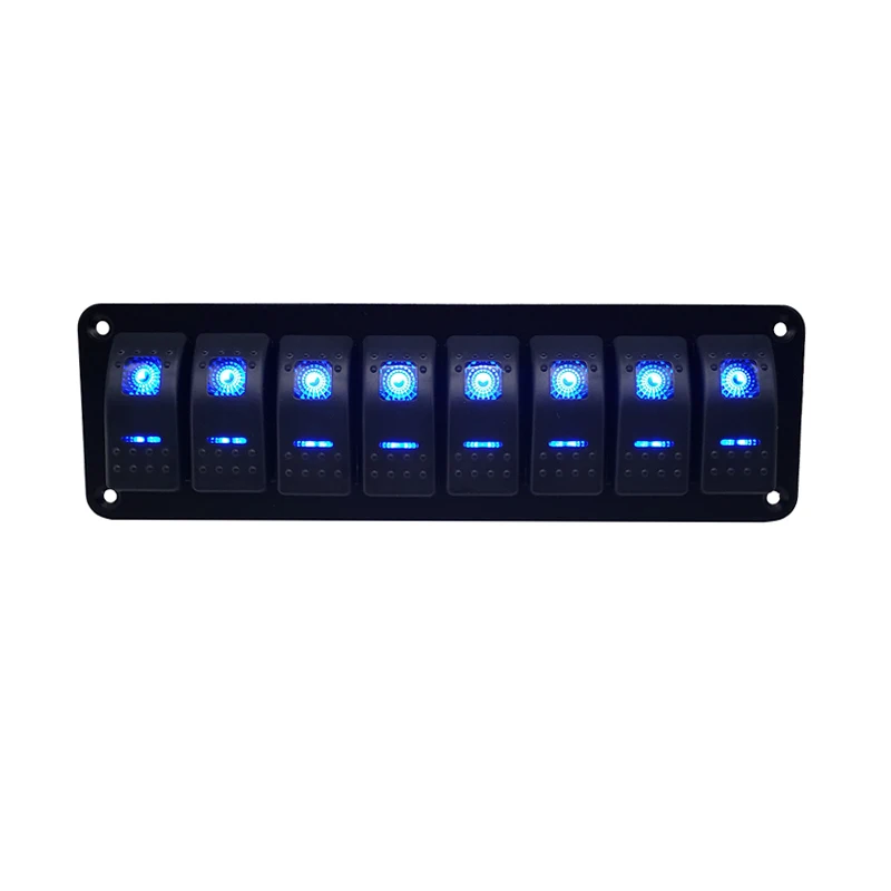 Panel De Interruptores Basculantes, Panel De Interruptores Basculantes Panel De Interruptores Basculantes 8 Gang 12 24v 5 Pines Luz Azul Toggle On Off Panel De Interruptores De Control De Luces