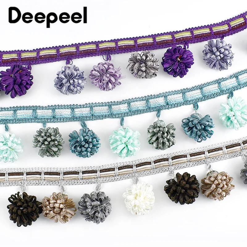 1m Curtain Trim Ribbon Pom Pom Bead Tassels Fringe Sewing Upholstery Decor Multi - Foto 6