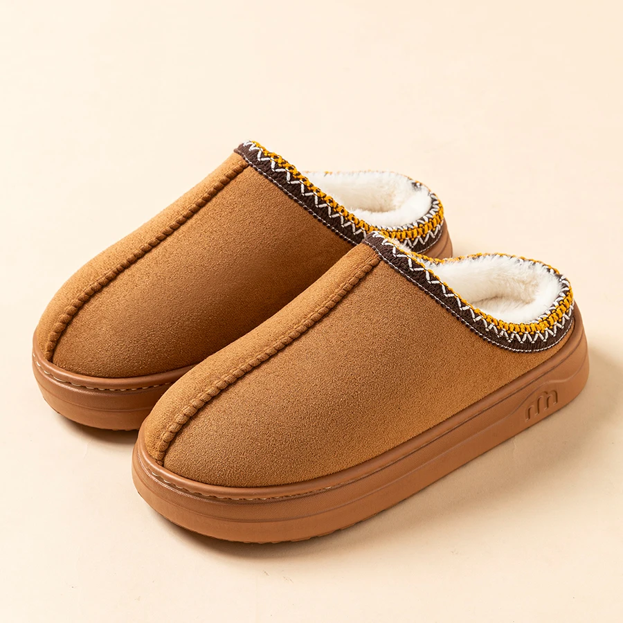 Men's Winter Slippers Fashion Indoor Leisure Warm Soft Sole Outdoor Anti-slip Comfort Women Home Fuzzy Fur Shoes Couple — view 2