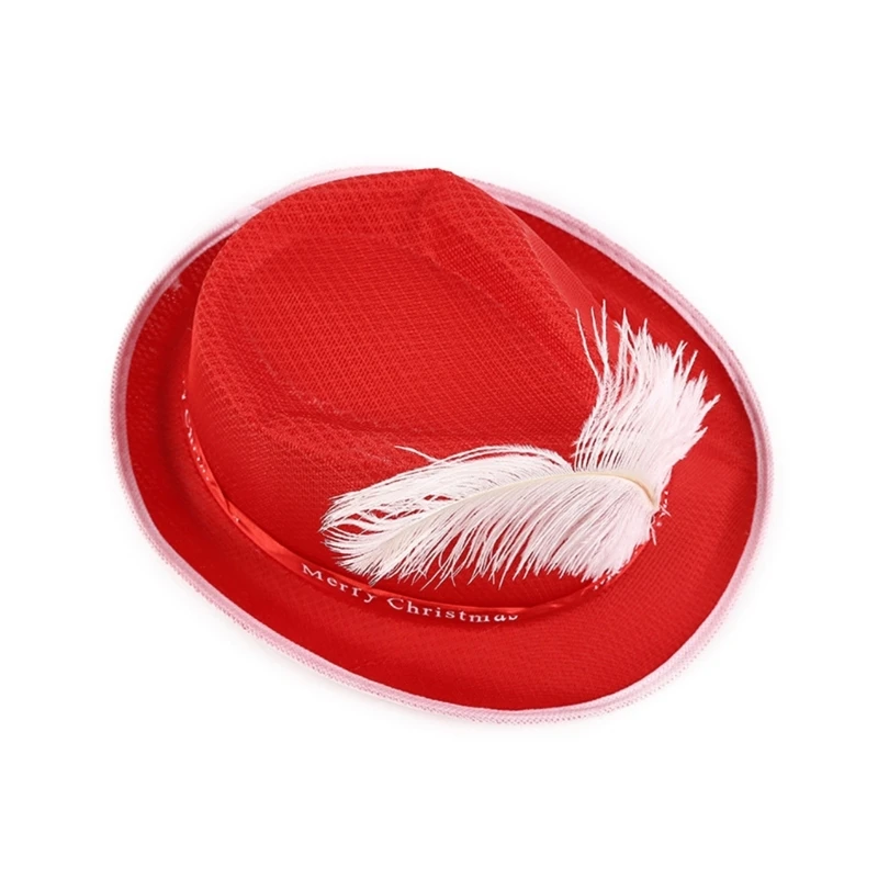 Lightweight Red Color Christmas Hats for Girls Boys Thick Cowboy Hat with Decor Felt Hat Casual Party Hats