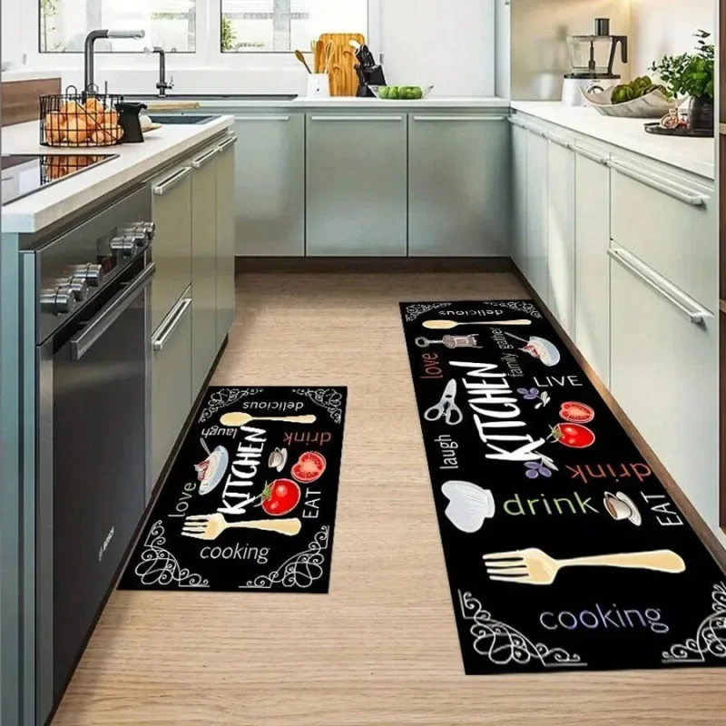 Floor Mat Shaggy Rugs Anti Fatigue Kitchen Rug Set of 2 Non Slip Cushioned for Floor