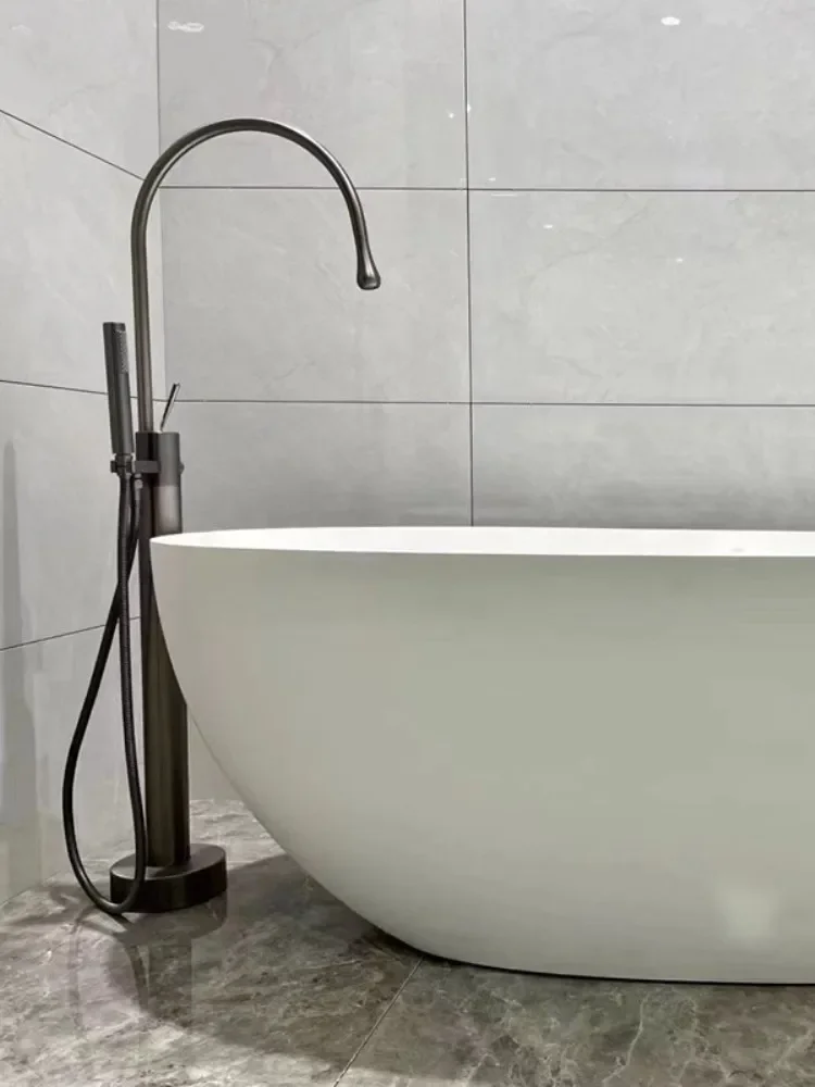 Description Picture 2 of itemTuqiu Bathtub Faucet Set Floor Decked Brass Rotate Spout Brush Gold  Bathtub Mixer Morden Style Bathroom Taps