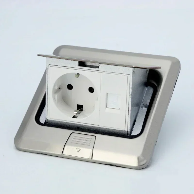 Stainless Steel Pop-Up Floor Socket with Universal Power Outlet