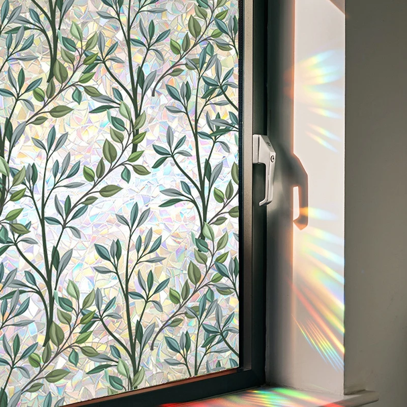 Description Picture 5 of itemGreen Plant Vine 3D Glass Film Application Sunshade Window Sticker Home Decoration Stickers Flower Shaped Window Film Home Decor