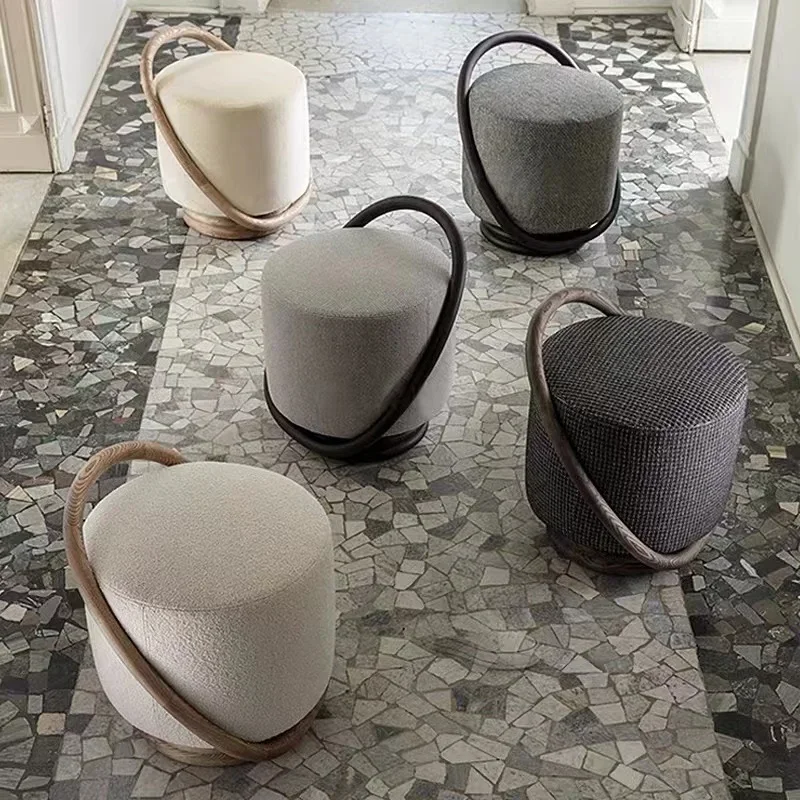 

Simple modern round stool, living room, solid wood tea stool,home low stool, bedroom makeup stool,into the house to change shoes
