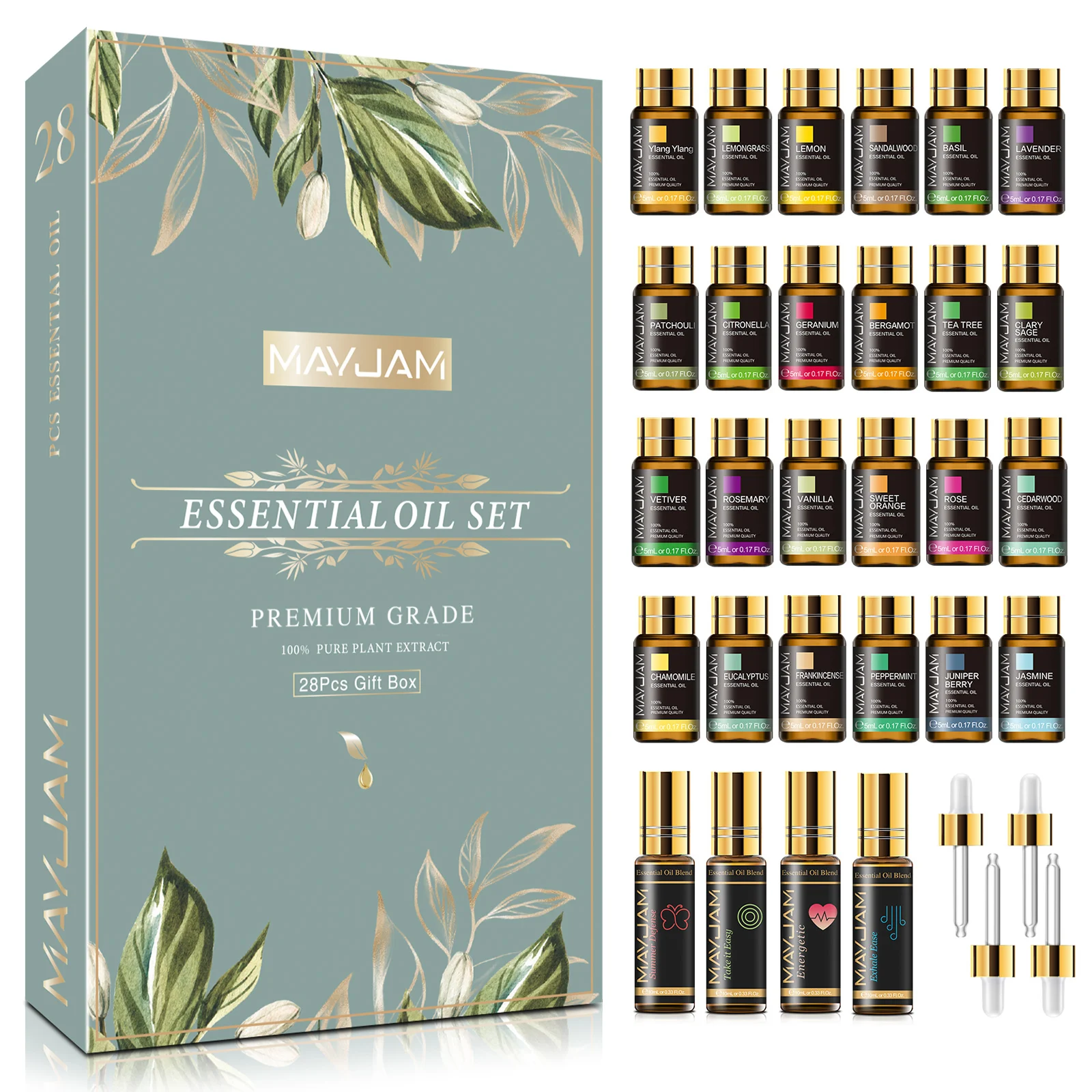 28pcs Pure Natural Essential Oils Gift Set Massage Shower Diffuser Aroma  Oil Lavender Vanilla Sage Jasmine Rose Stress Relief - AliExpress