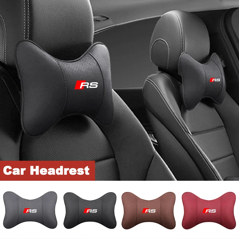 Suede Car Seat Safety Headrest Neck Pillow Styling Accessories For Audi RS A1 A4 A5 A6 A7 A8 B6 B7 B8 B9 TT TTS A4L A6L Q3 Q5 Q7
