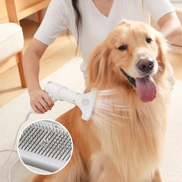 Secador de pelo para mascotas 2 en 1, cepillo secador de pelo para mascotas,  temperatura ajustable, eliminación de pelo de una tecla para perros y gatos  - AliExpress