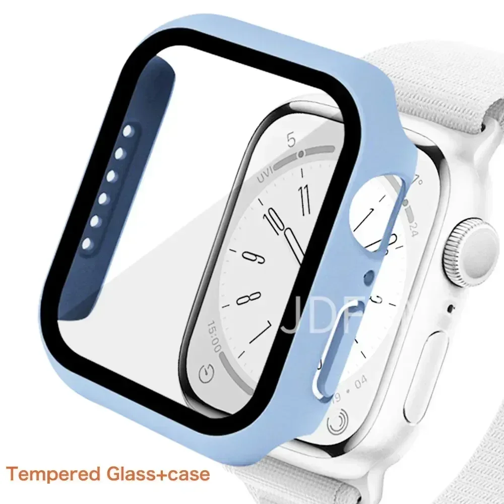 Durable Glass Screen Protector & Protective Bumper Case for Apple Watch Accessories