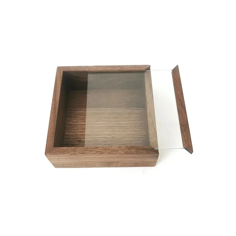 Black Walnut Display Case Solid Wood Glass Cover Organize For Jewelry And Sundries Dustproof Transparent Elegant Dresser Display 6