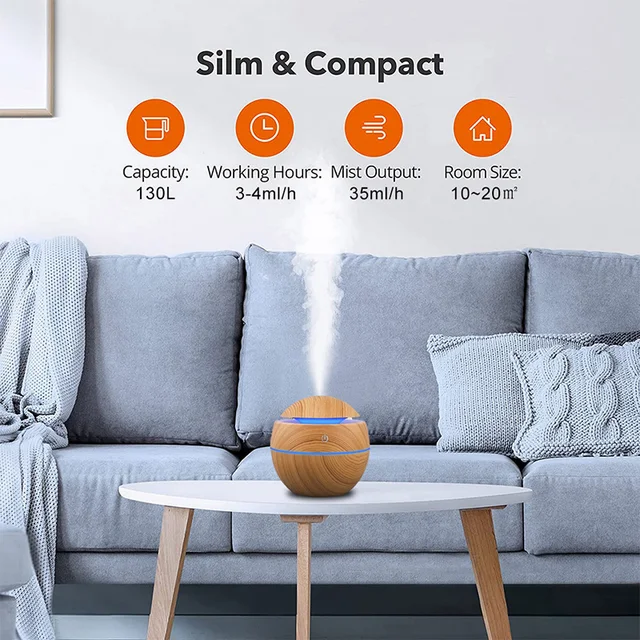 USB Ultrasonic Cool Mist Sprayer Essential Oil Fragrance Mini Home Wood Grain Air Humidifier Electric Air Aroma Diffuser Purifie 2