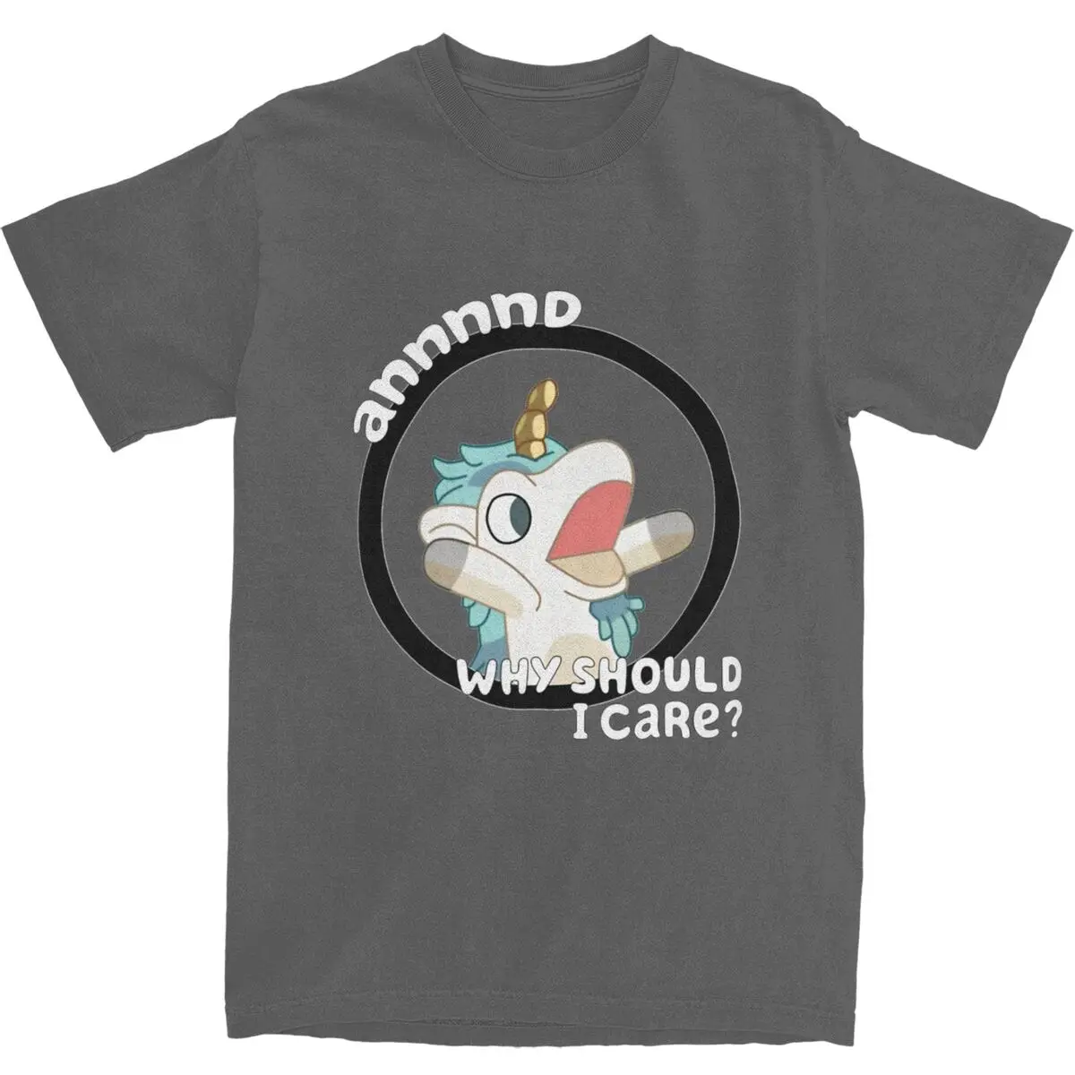 Whimsical Blue Unicorn Graphic Cotton T-Shirt - Casual Beach Novelty Short Sleeve Tee