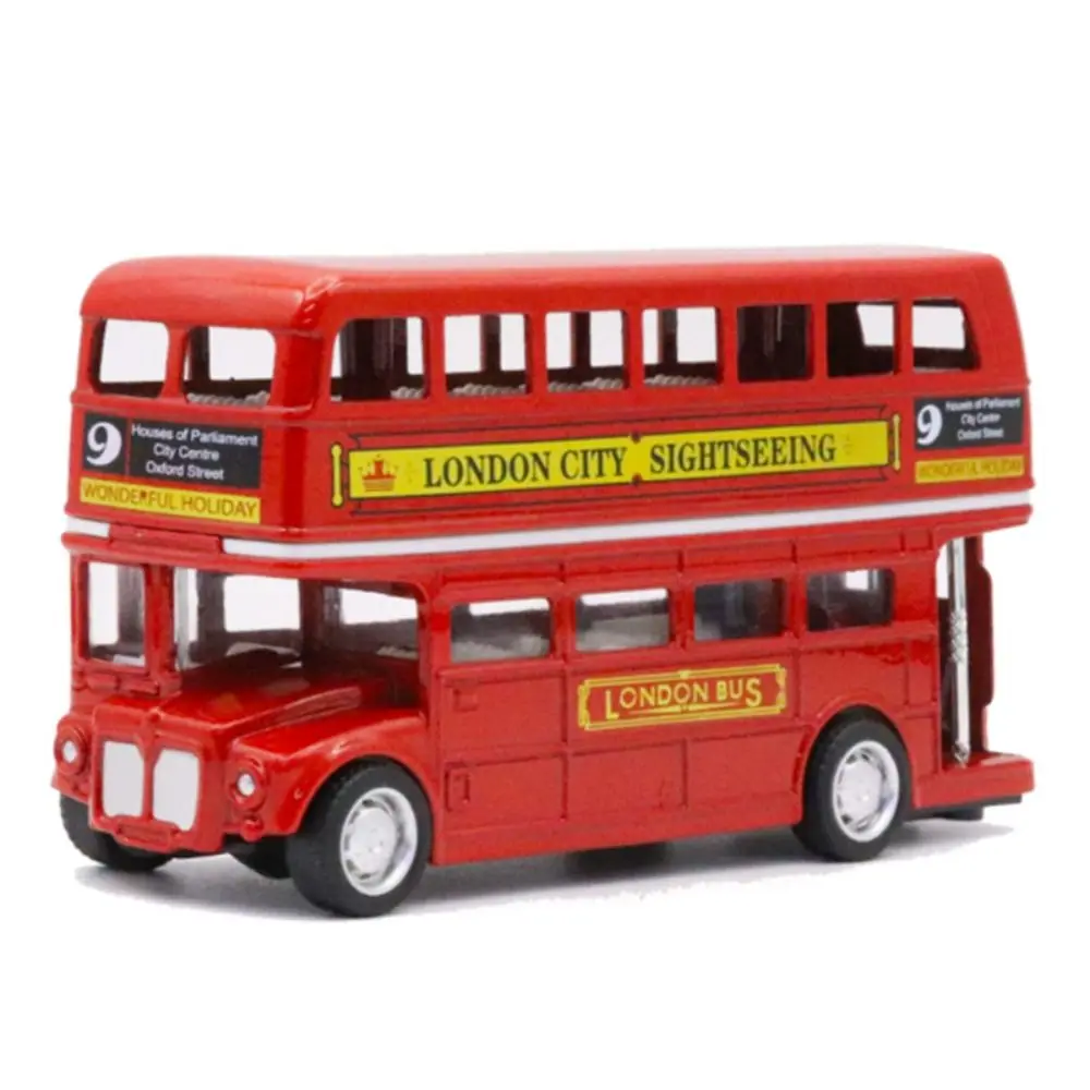 Birthday Gifts Double Decker Bus Car Model Simulation British Europe Travel Bus Model 1:64 Diecast Pull Back Vehicle Kids Toy