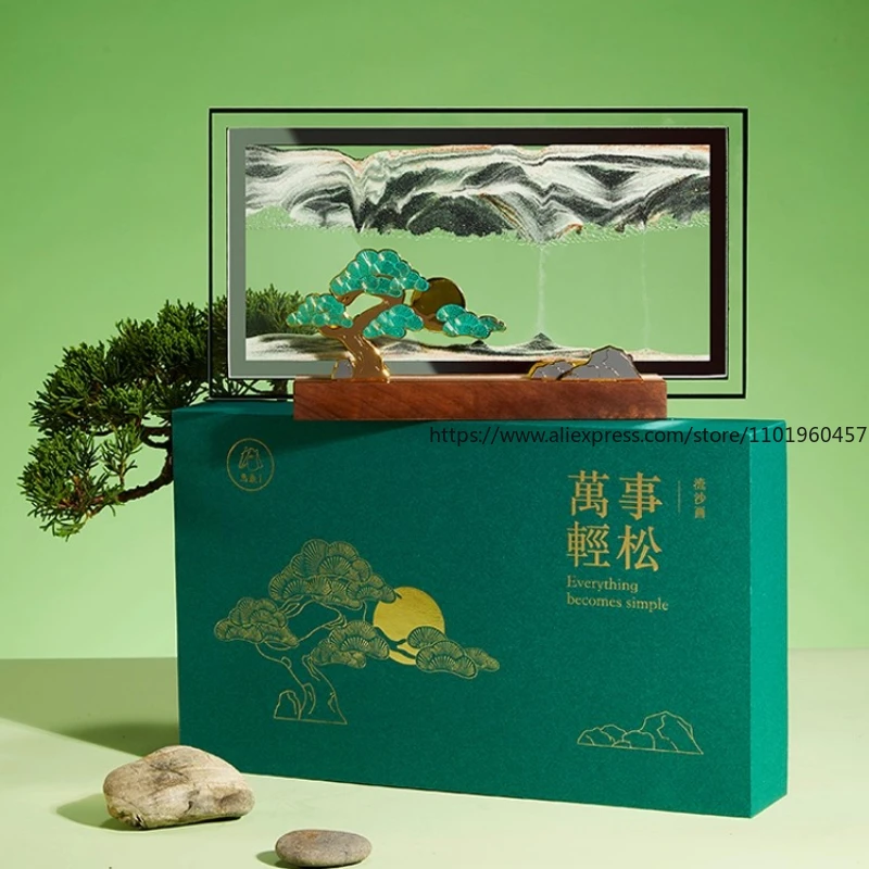 모든 것 쉬운 Quicksand 그림 장식 모래 시계 새로운 중국어 장식 거실 사무실 데스크탑 생일 선물