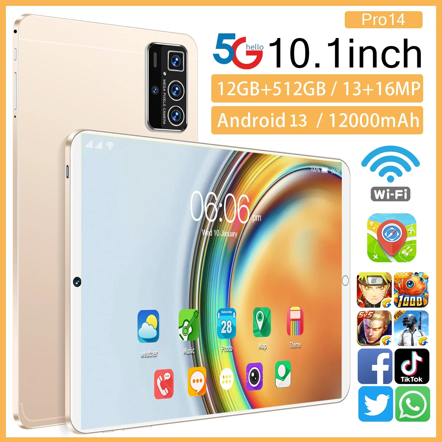 

2024 Original Pro 14 Tablet PC Global Version Android 13 Tablette 5G Dual SIM Card or WIFI tablet pc Google Play GPS Unlocked