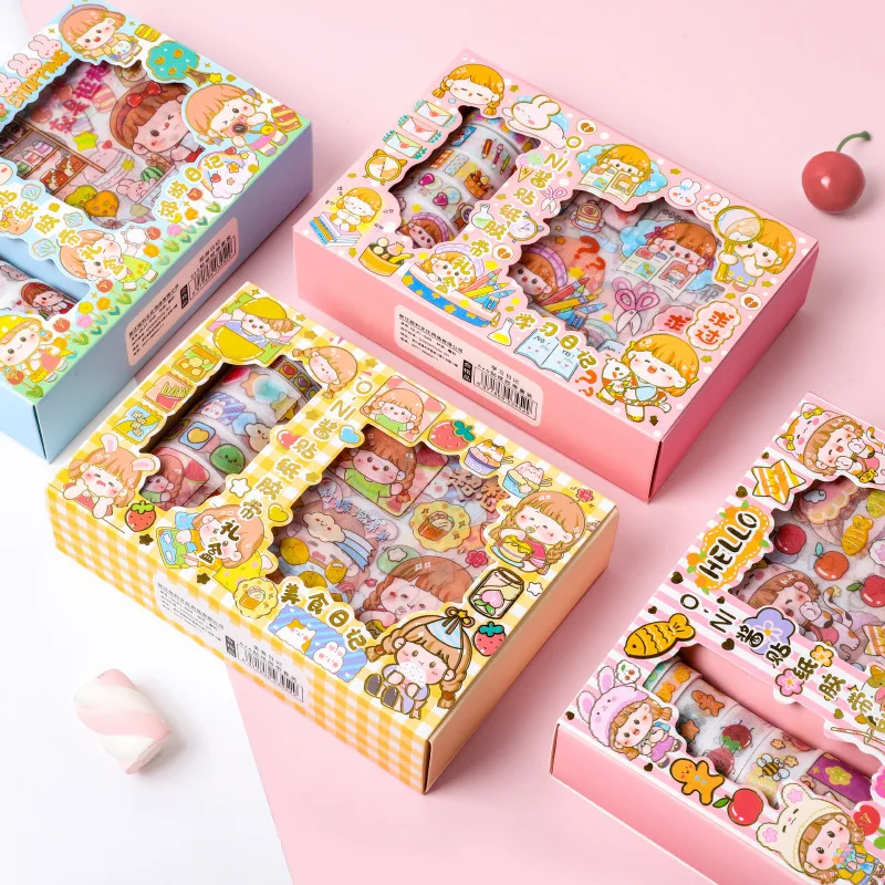 

CHEN LIN Exquisite Gift Box Washi Tape Set for Kids Stationery Gifts Cute Anime DIY Journal Handbook Girls +6 Sheets Sticker Set