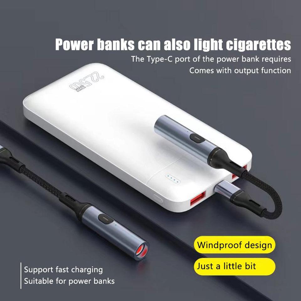 Metal Windproof Rechargeable Lighter Outdoor Mobile Phone Cigarette Lighter Compact Into Tungsten Filament Ignition Tool