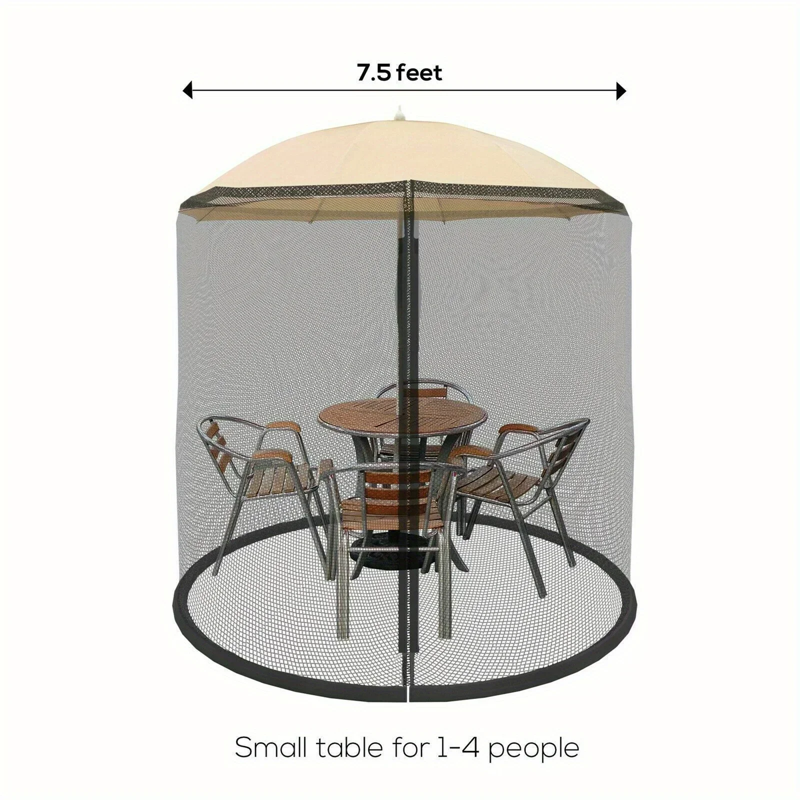 Outdoor Black Umbrella Screen Bug Mosquito Net Fits 7.5 Feet Umbrellas